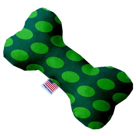 Mirage Pet Products Green on Green Dots 8 in. Stuffing Free Bone Dog Toy 1227-SFTYBN8